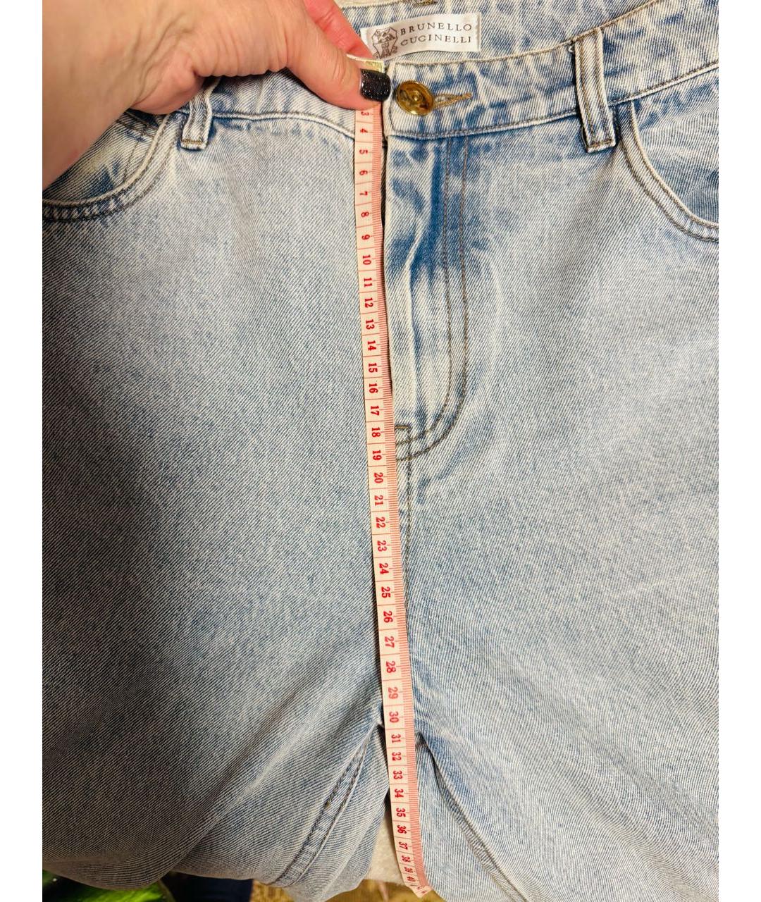 BRUNELLO CUCINELLI Голубые хлопковые прямые джинсы, фото 6