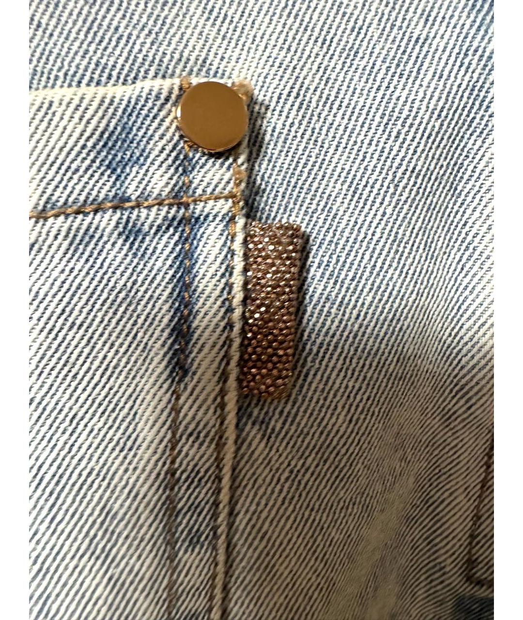 BRUNELLO CUCINELLI Голубые хлопковые прямые джинсы, фото 5