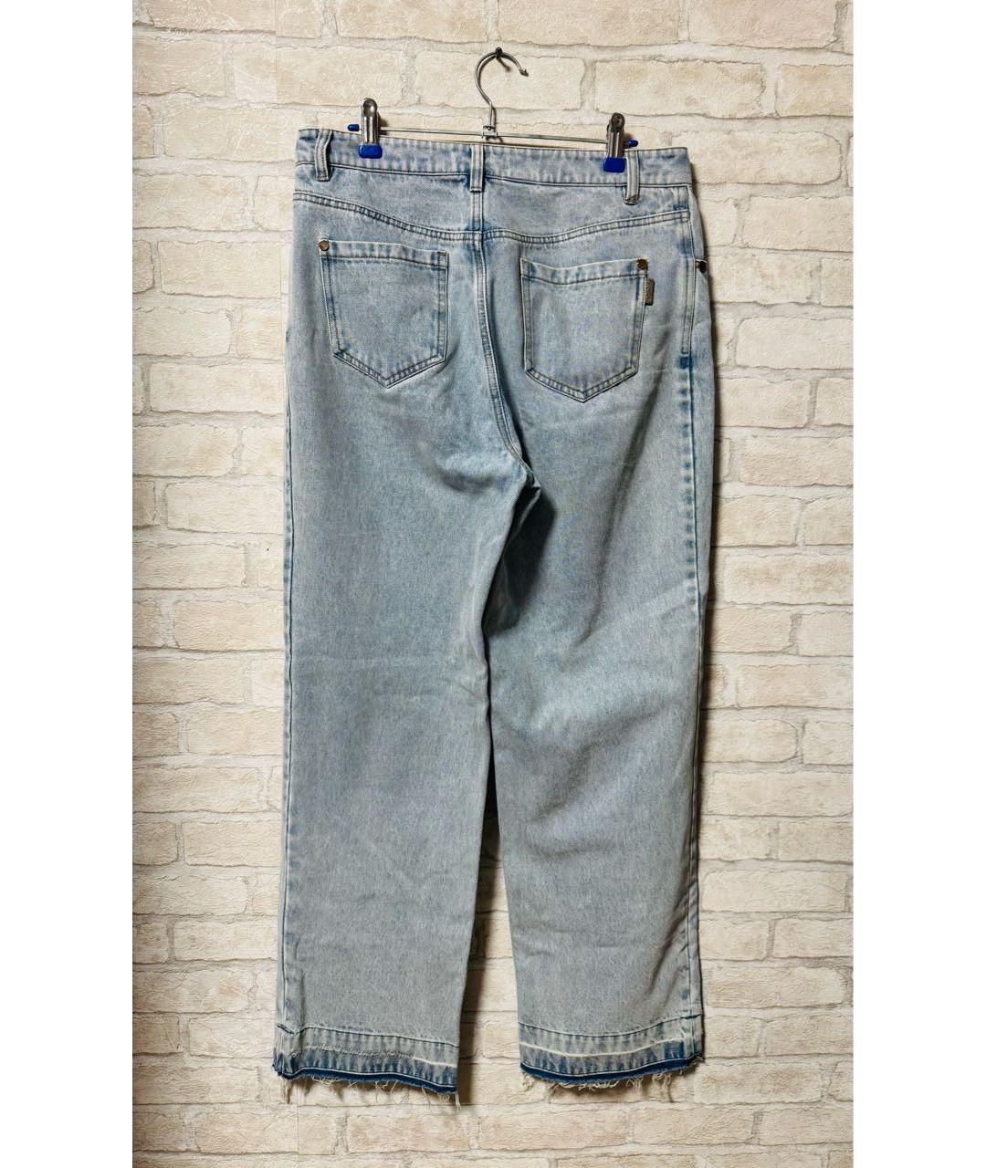 BRUNELLO CUCINELLI Голубые хлопковые прямые джинсы, фото 2