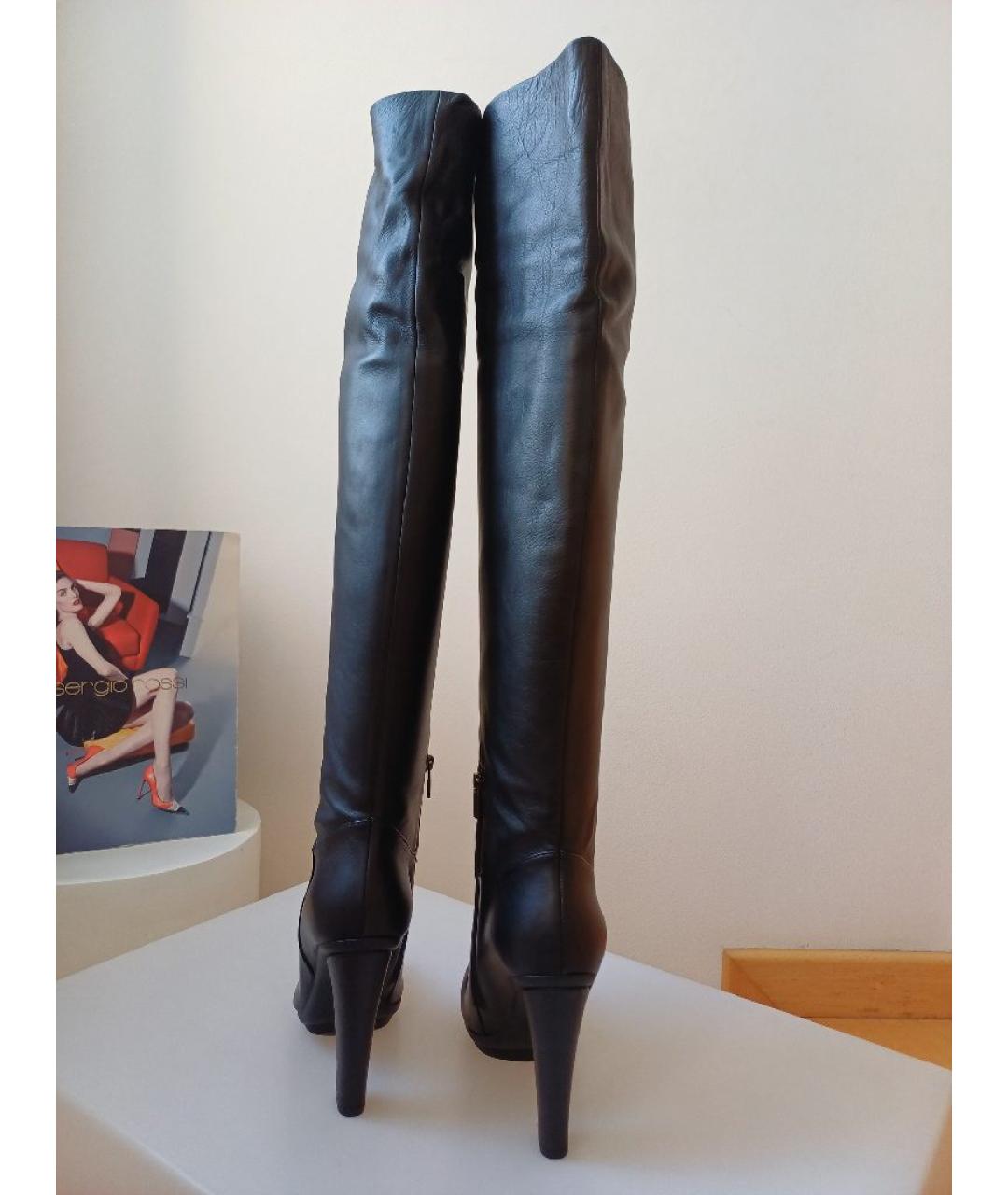 LE SILLA Черные кожаные ботфорты, фото 5