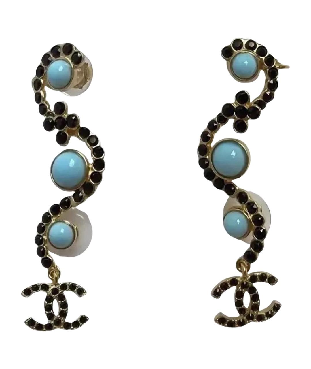 CHANEL Бирюзовые металлические серьги, фото 1
