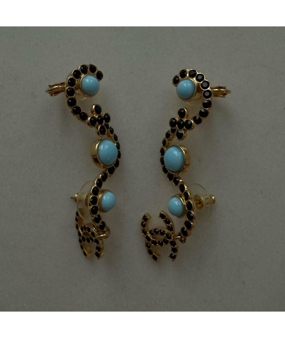 CHANEL Бирюзовые металлические серьги, фото 3