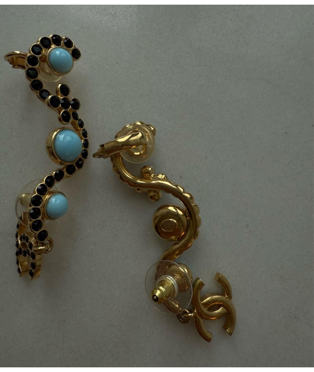 CHANEL Бирюзовые металлические серьги, фото 4