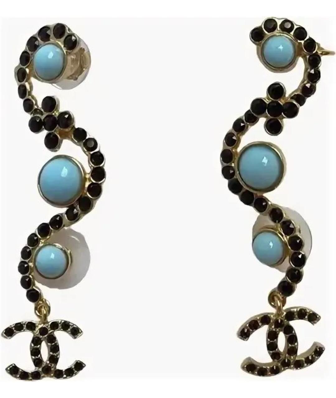 CHANEL Бирюзовые металлические серьги, фото 6