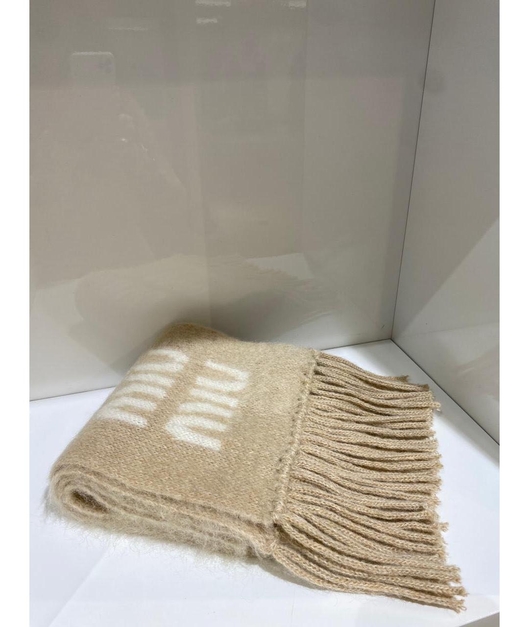 MIU MIU Бежевый шарф, фото 3