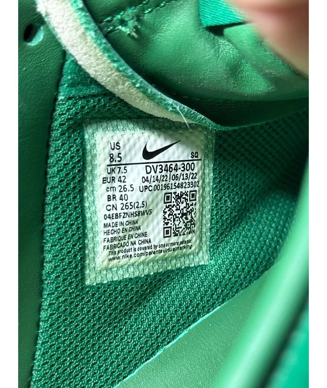 NIKE Зеленые кожаные низкие кроссовки / кеды, фото 5