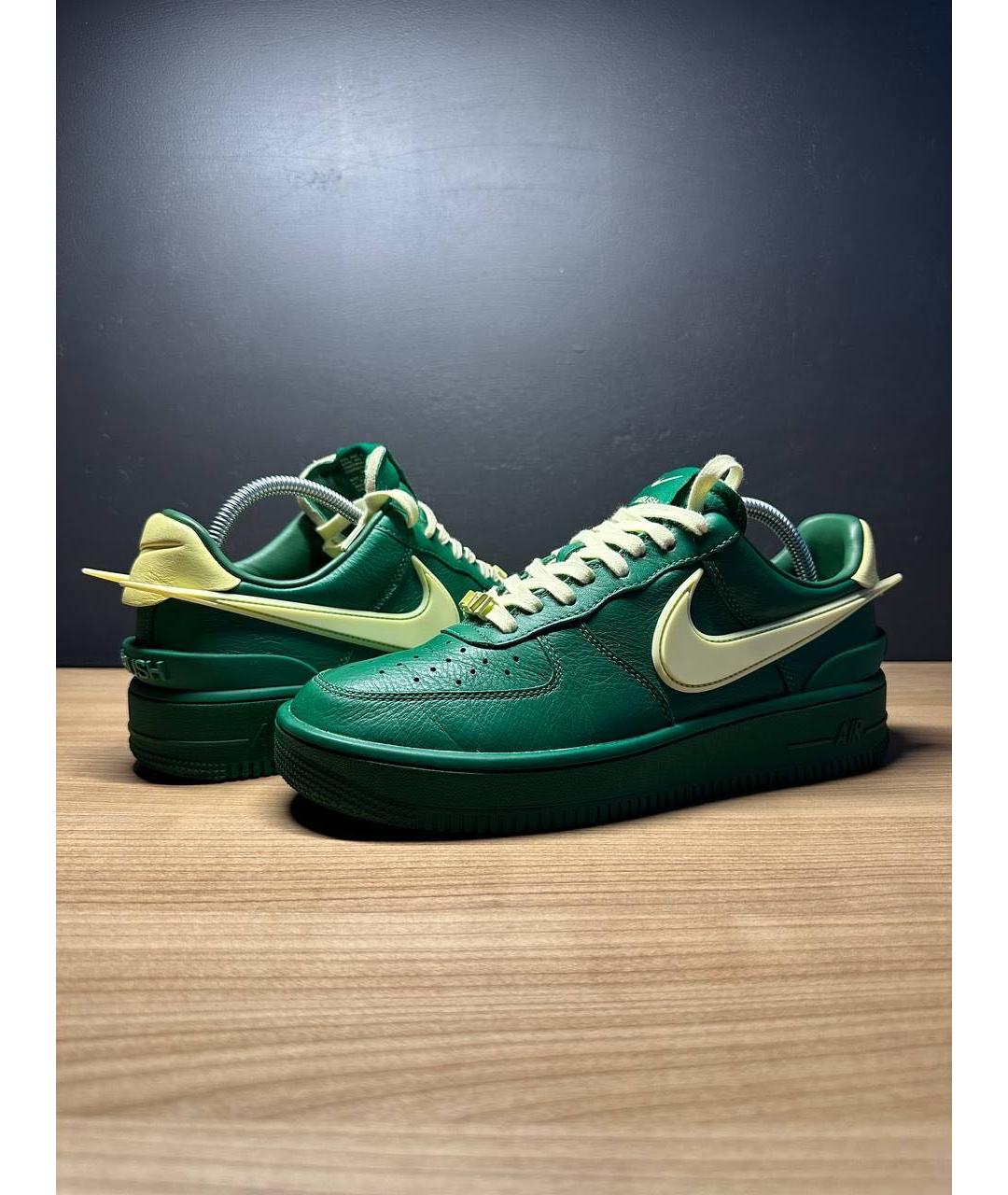 NIKE Зеленые кожаные низкие кроссовки / кеды, фото 9