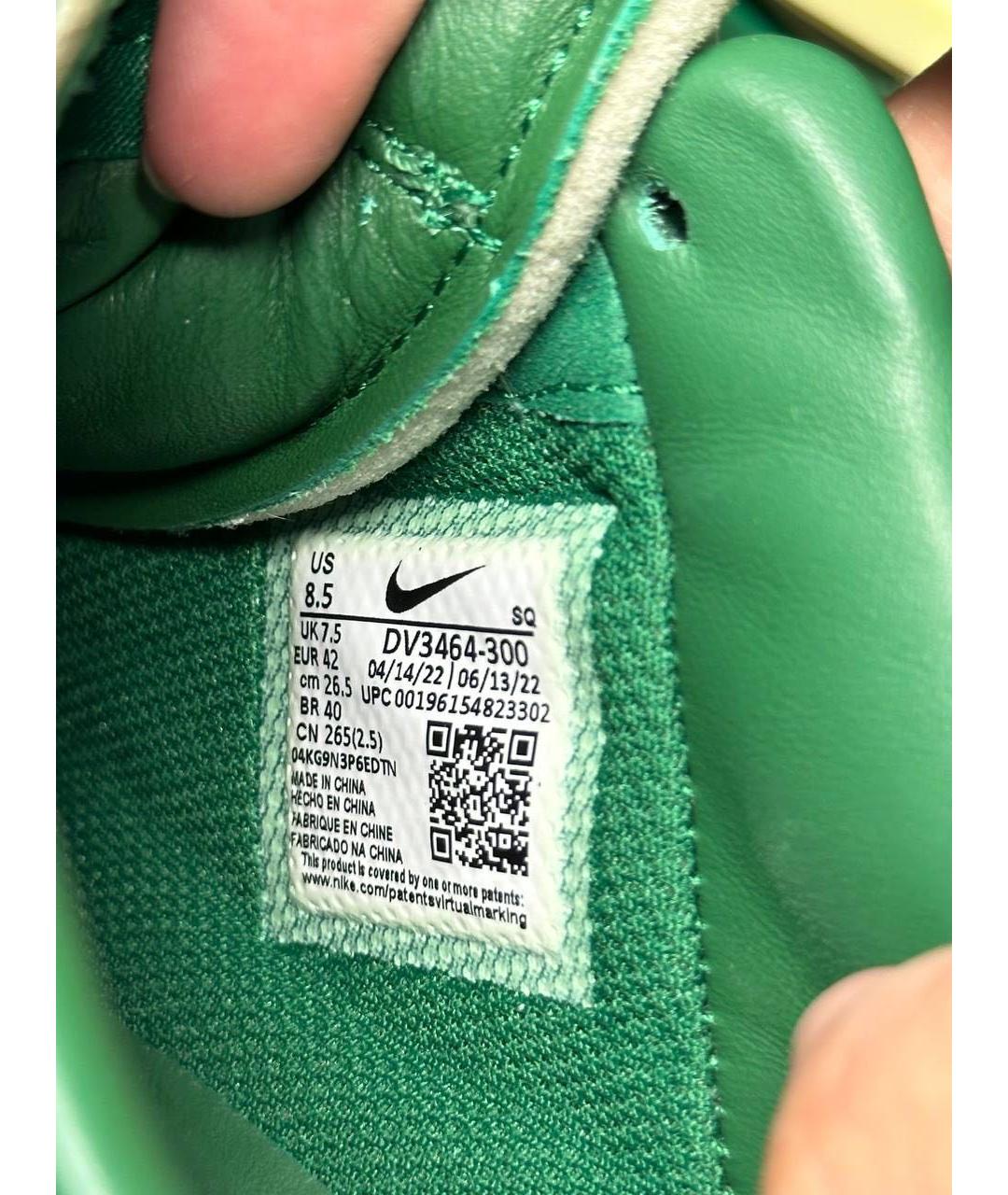 NIKE Зеленые кожаные низкие кроссовки / кеды, фото 6