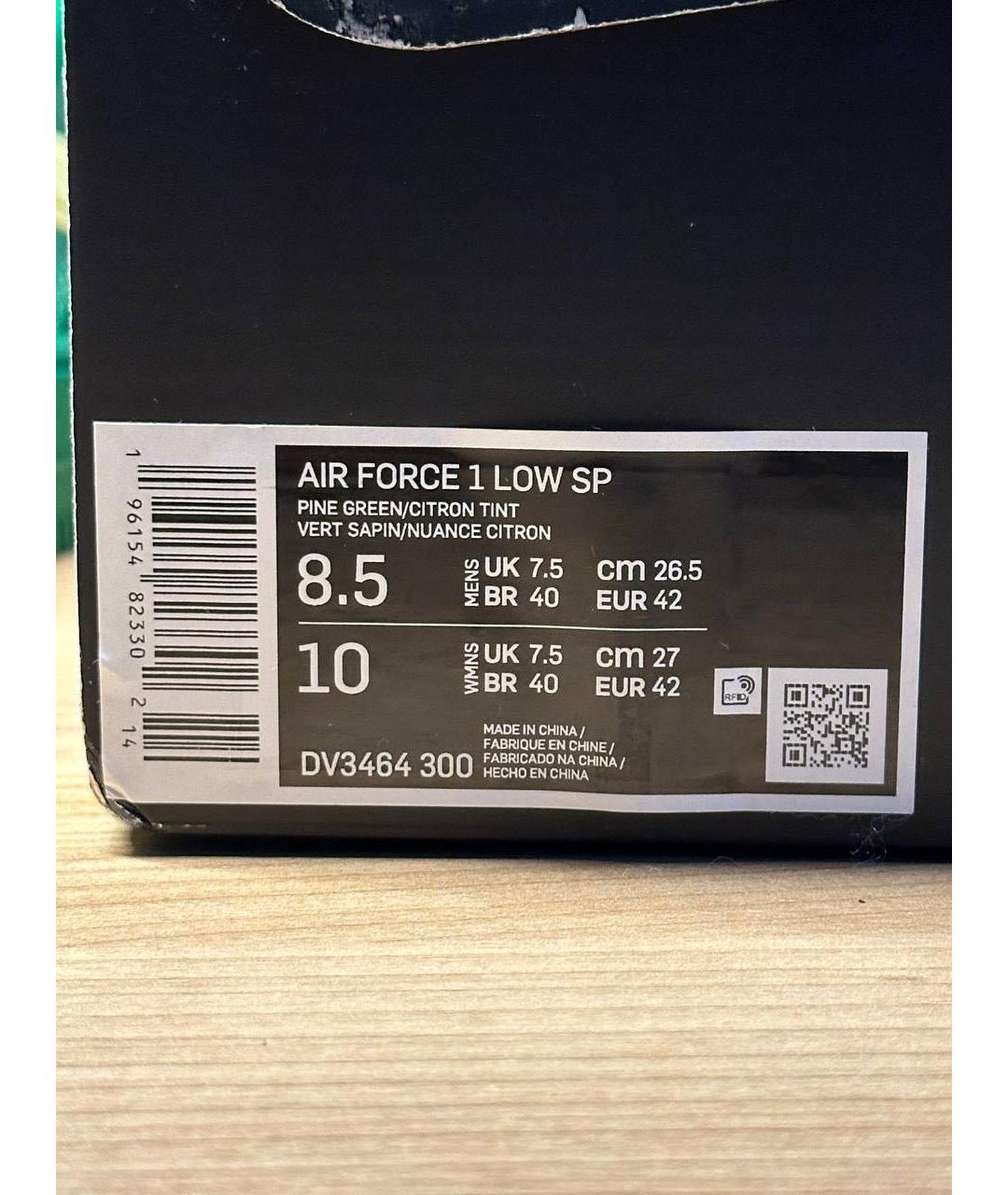 NIKE Зеленые кожаные низкие кроссовки / кеды, фото 8