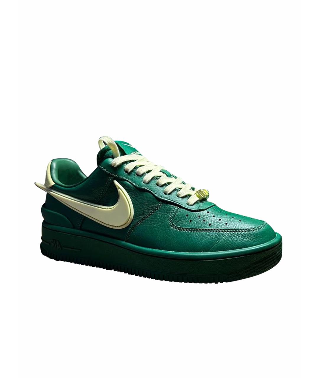 NIKE Зеленые кожаные низкие кроссовки / кеды, фото 1