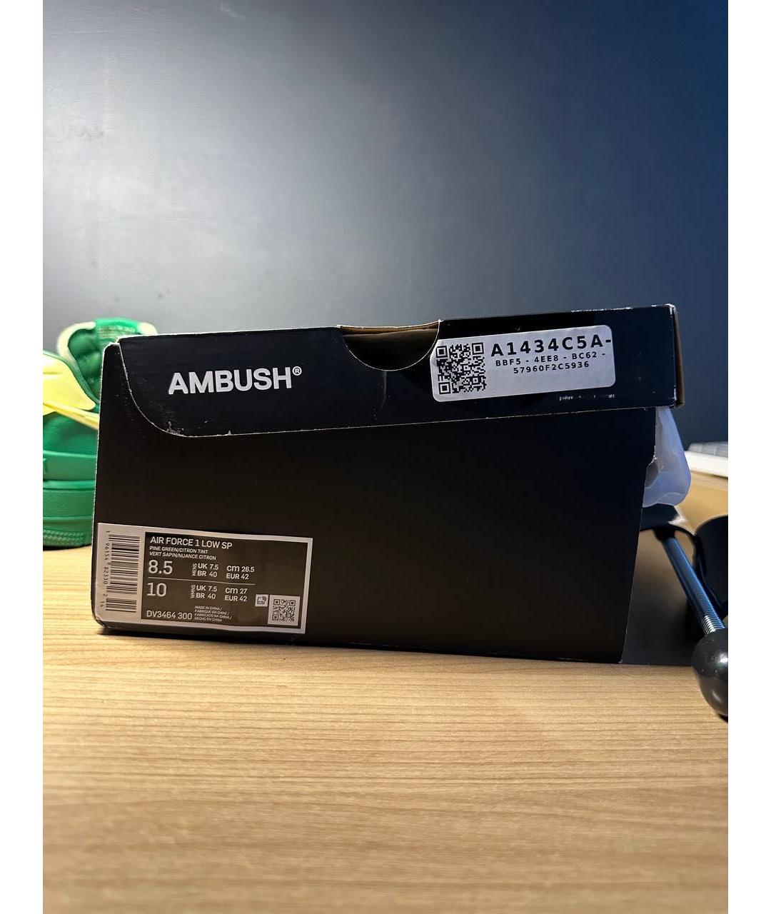 NIKE Зеленые кожаные низкие кроссовки / кеды, фото 7