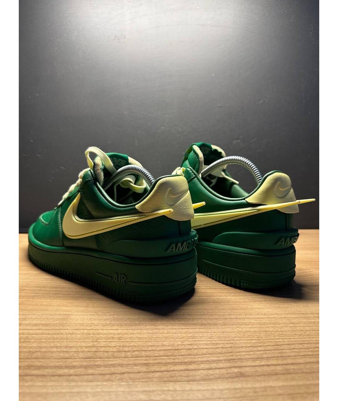 NIKE Зеленые кожаные низкие кроссовки / кеды, фото 4