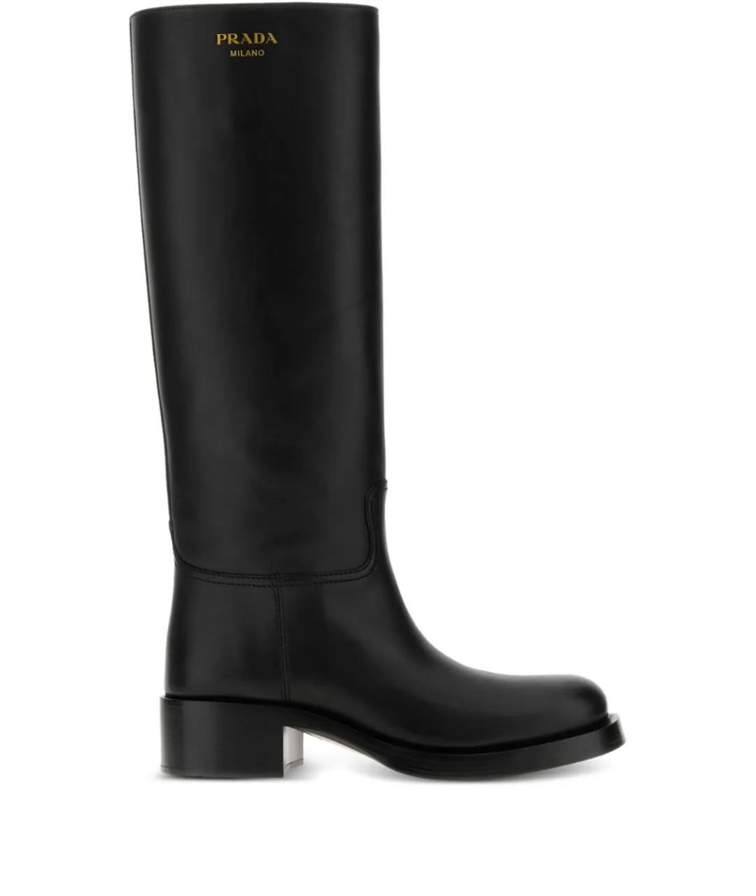 PRADA Черные кожаные сапоги, фото 1