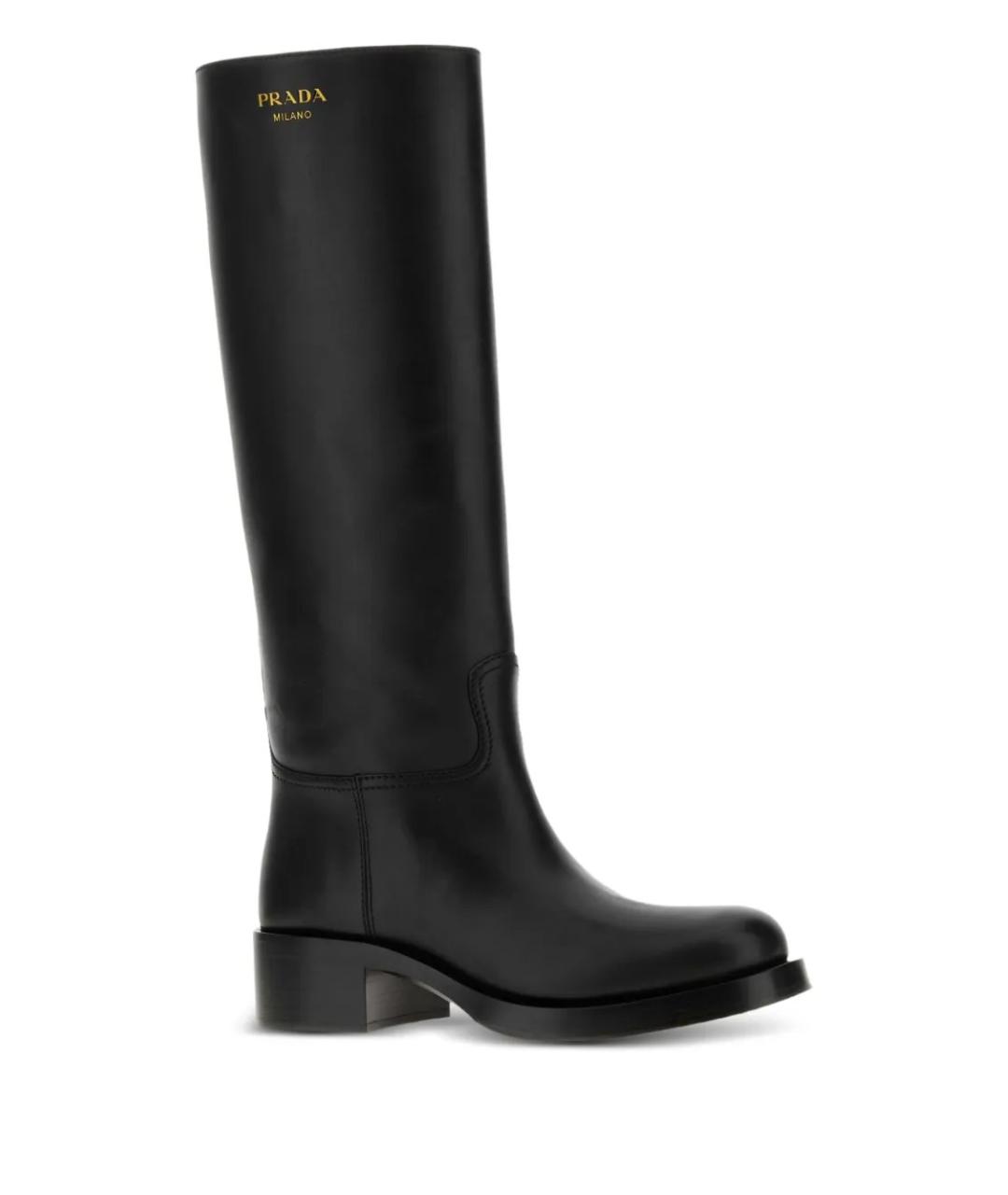 PRADA Черные кожаные сапоги, фото 2