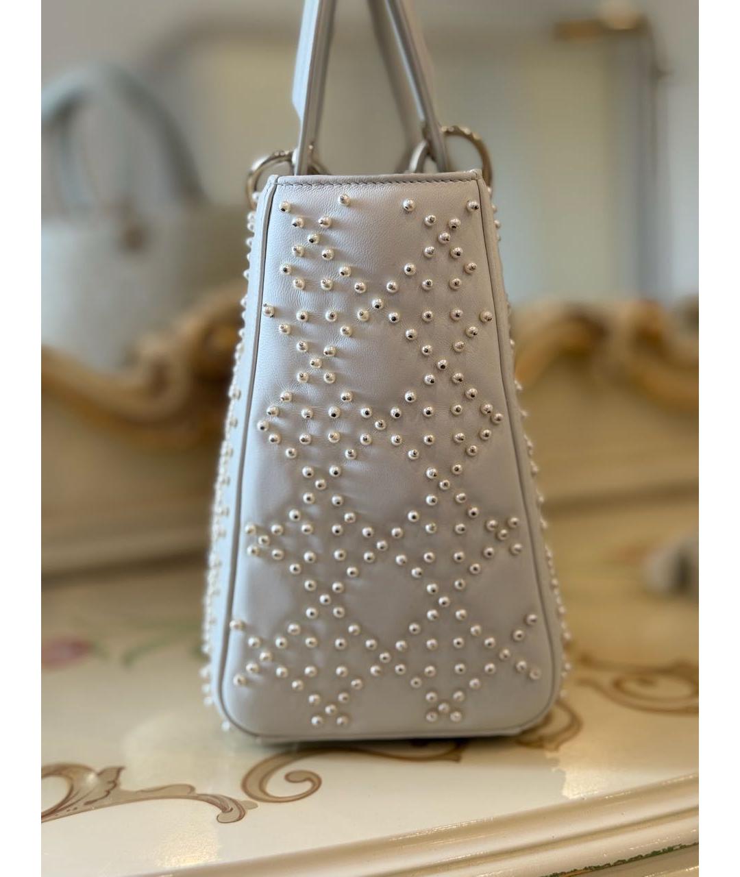 CHRISTIAN DIOR Белая кожаная сумка с короткими ручками, фото 6