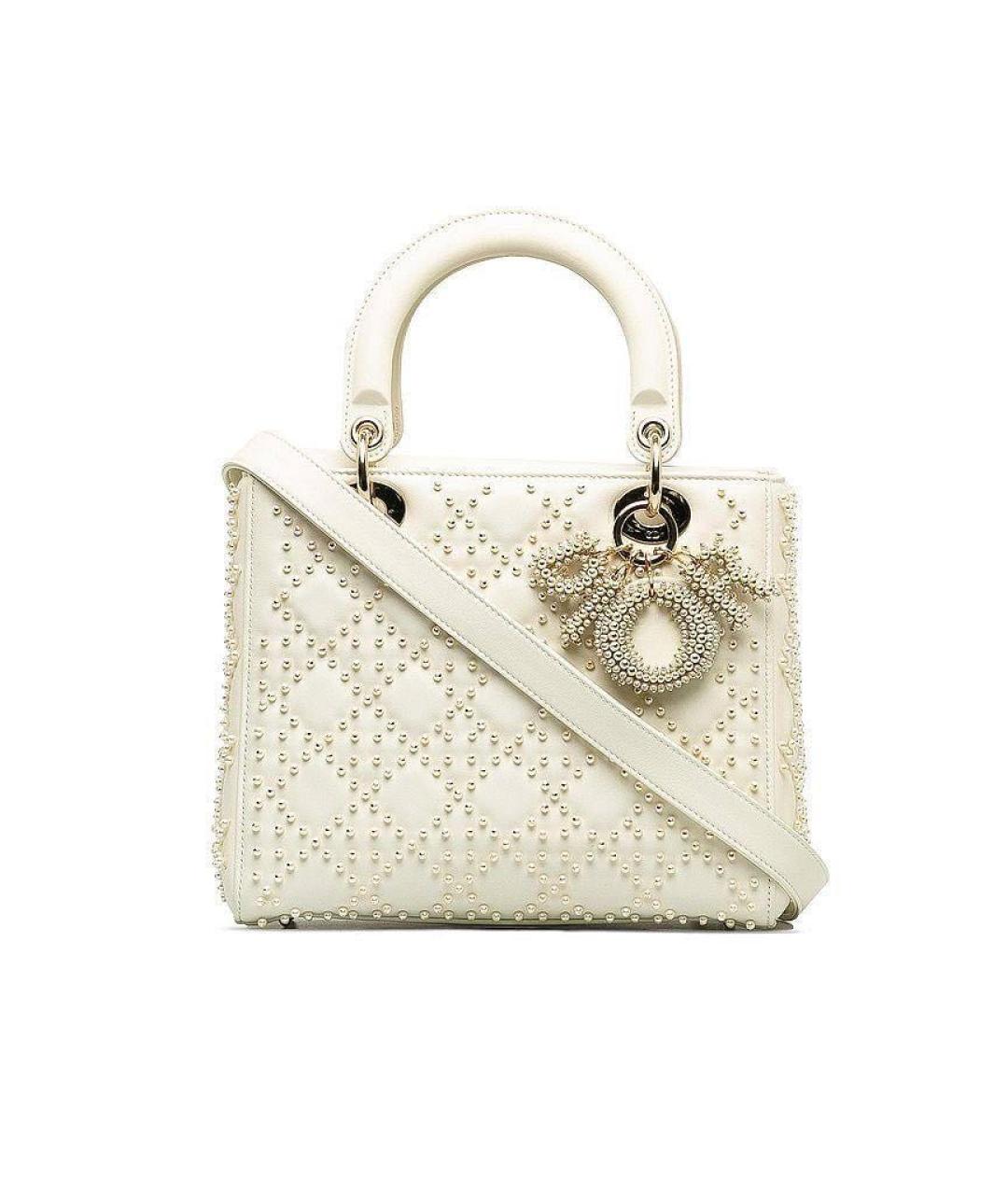 CHRISTIAN DIOR Белая кожаная сумка с короткими ручками, фото 1