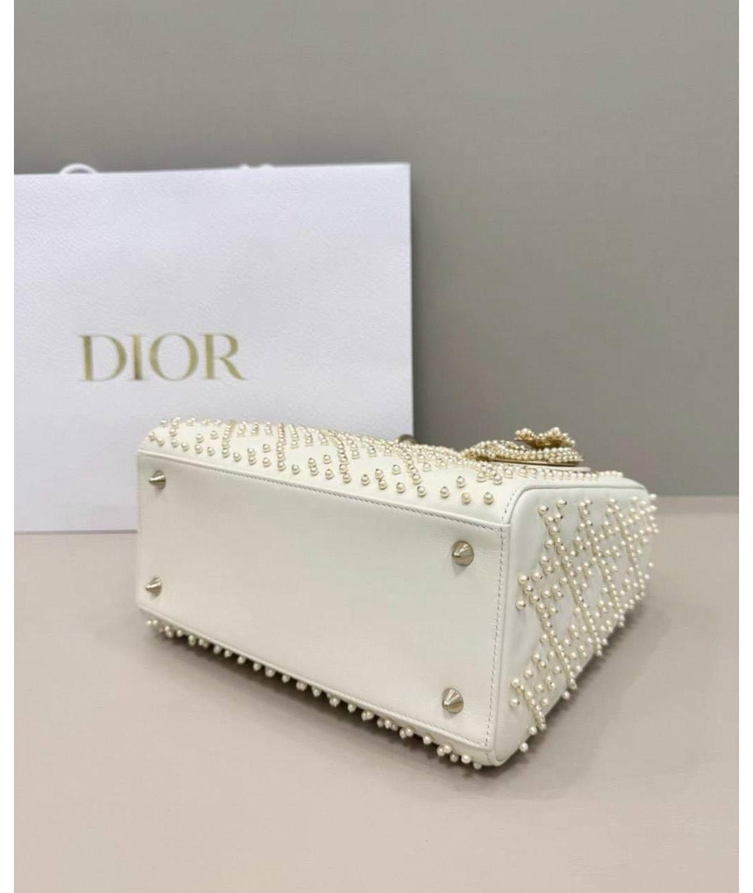 CHRISTIAN DIOR Белая кожаная сумка с короткими ручками, фото 7