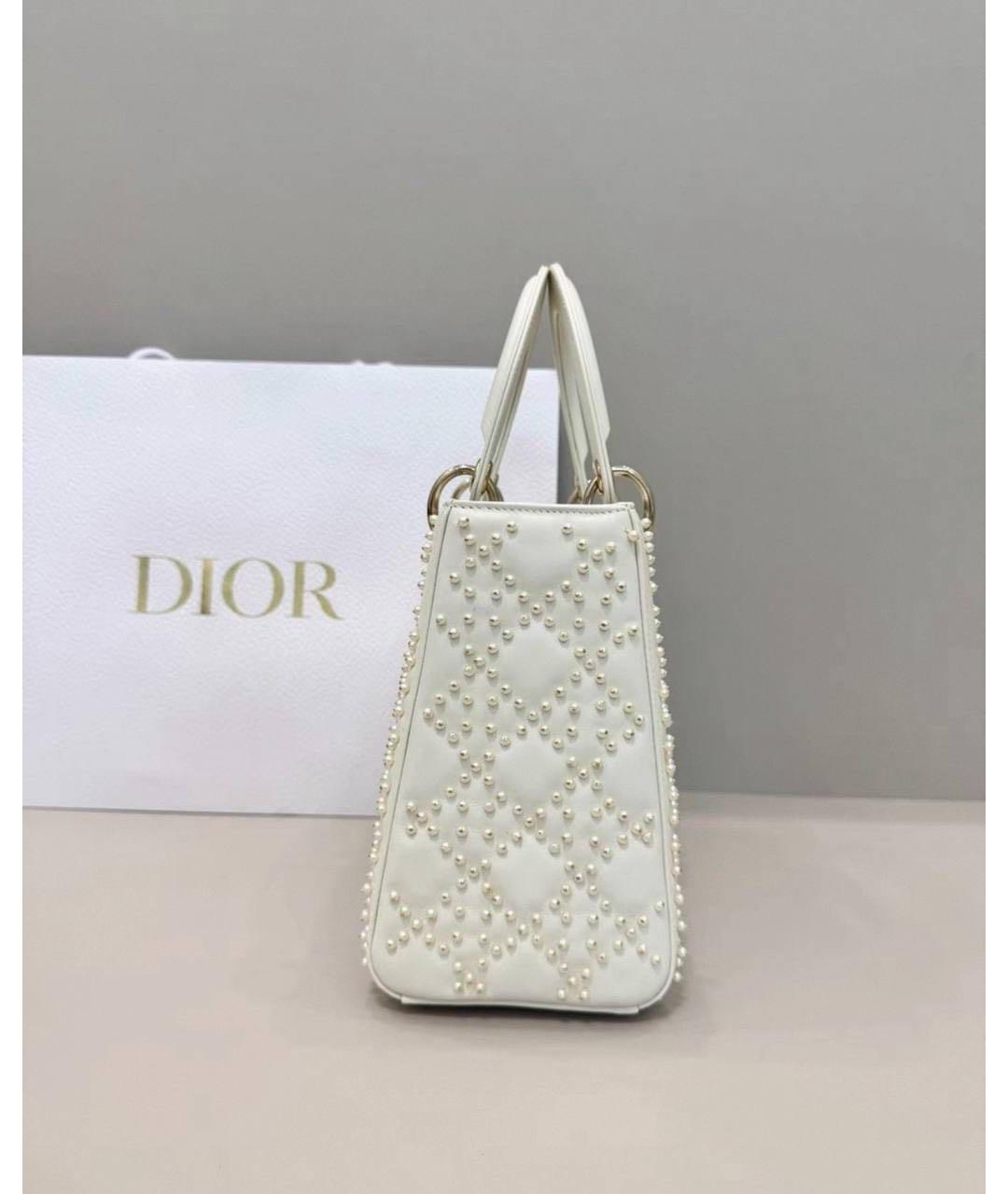 CHRISTIAN DIOR Белая кожаная сумка с короткими ручками, фото 4