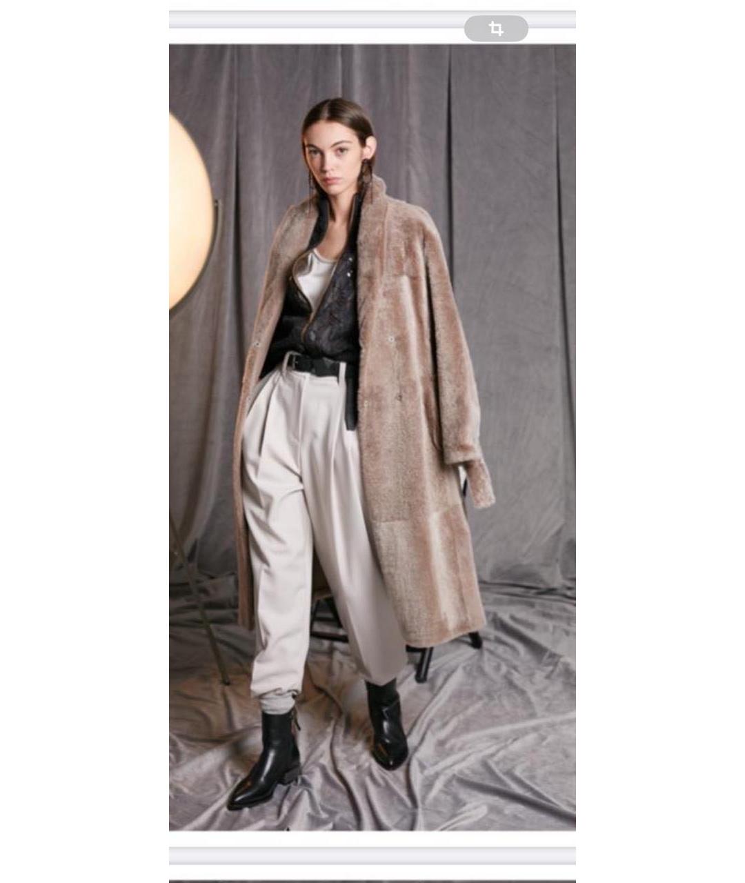 BRUNELLO CUCINELLI Бежевая меховая дубленка, фото 5