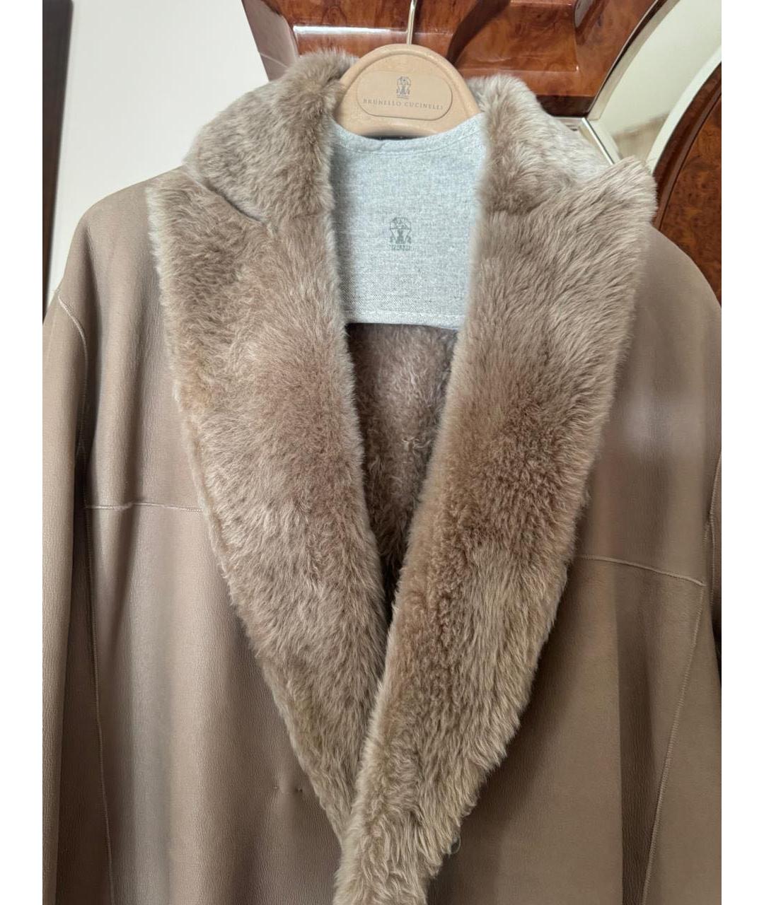 BRUNELLO CUCINELLI Бежевая меховая дубленка, фото 3
