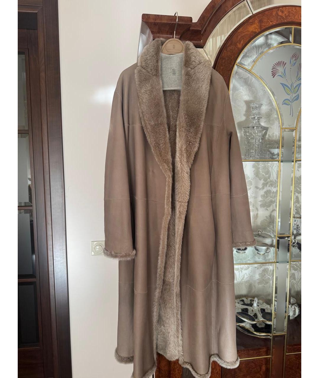 BRUNELLO CUCINELLI Бежевая меховая дубленка, фото 9