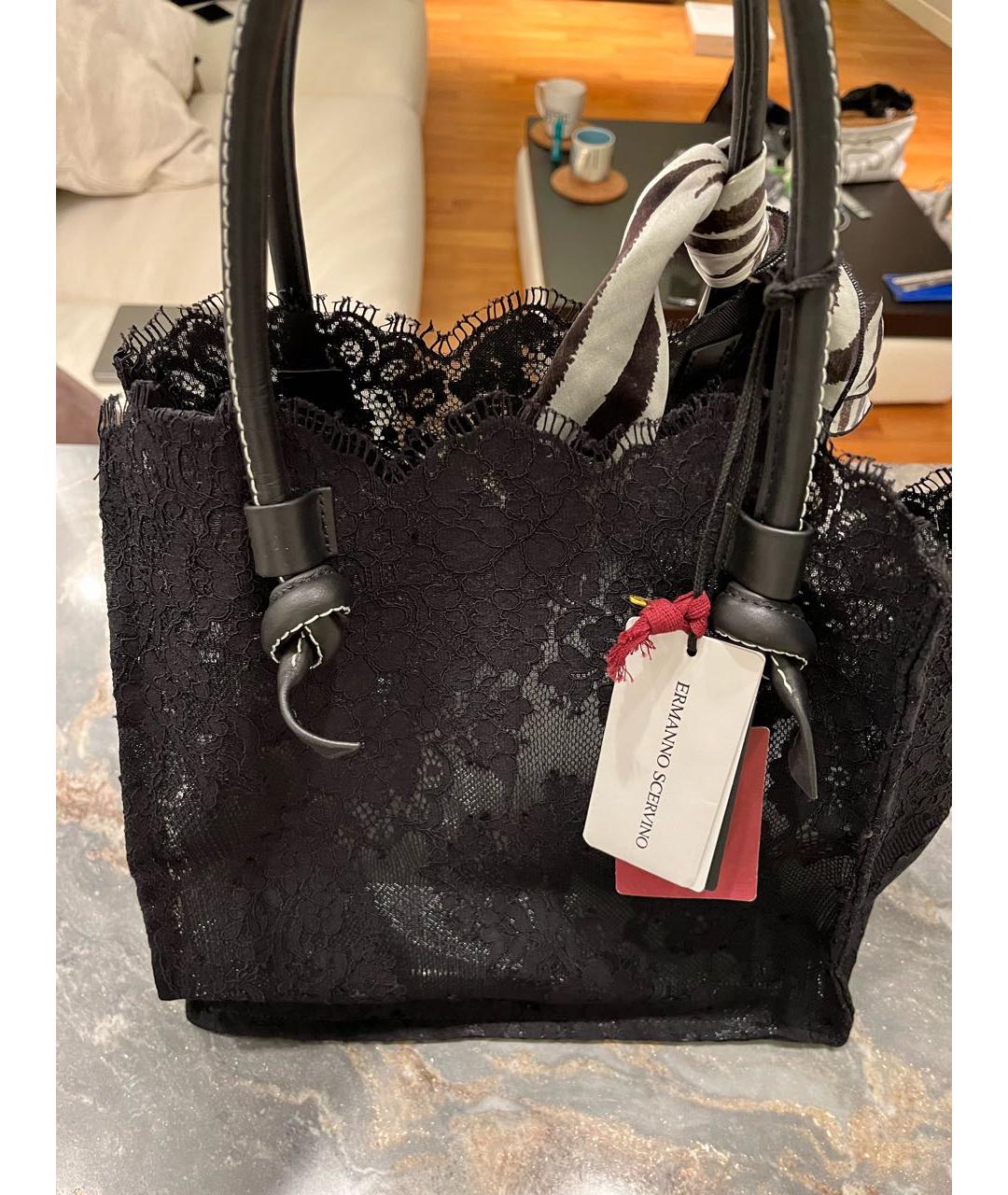 ERMANNO SCERVINO Черная тканевая сумка тоут, фото 2