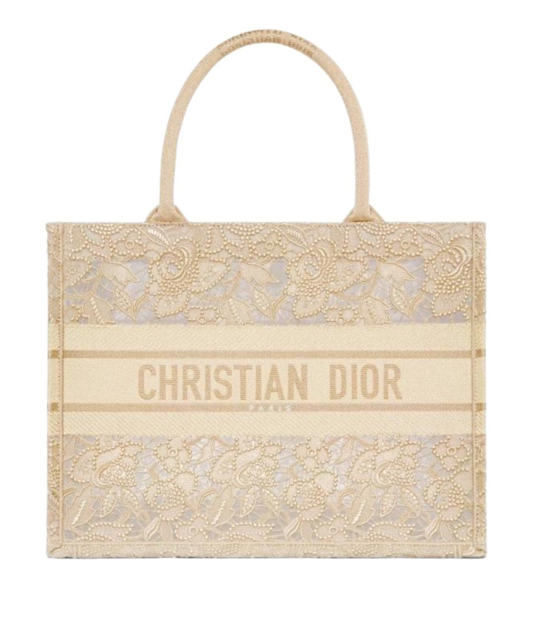 CHRISTIAN DIOR Бежевая жаккардовая сумка через плечо, фото 1