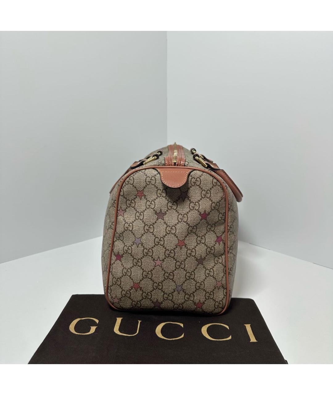 GUCCI Коричневая хлопковая сумка с короткими ручками, фото 3