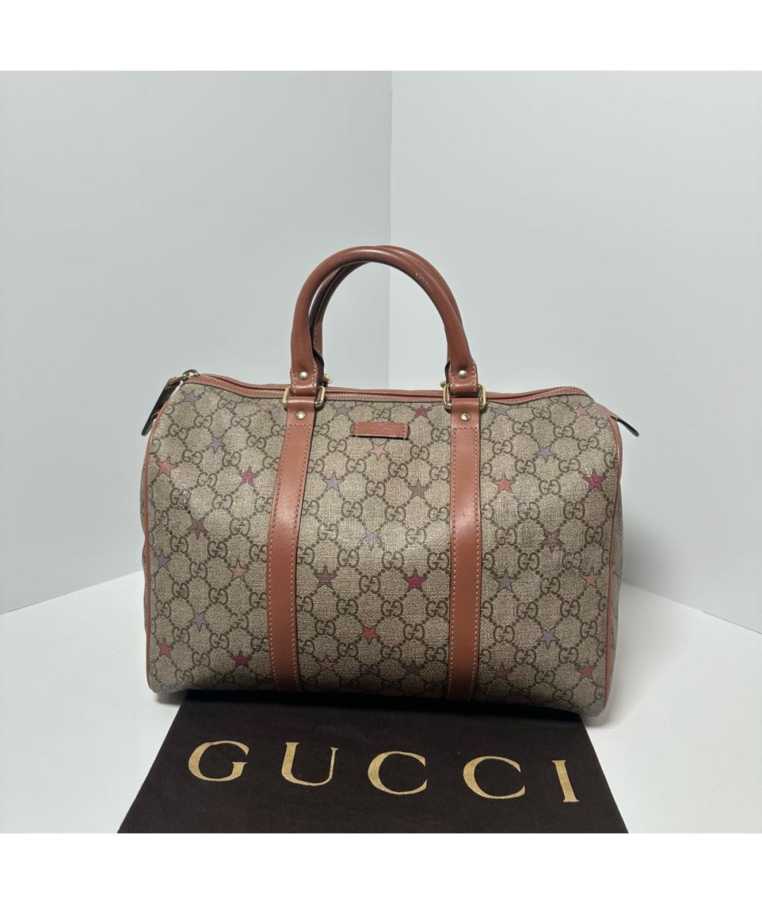 GUCCI Коричневая хлопковая сумка с короткими ручками, фото 2