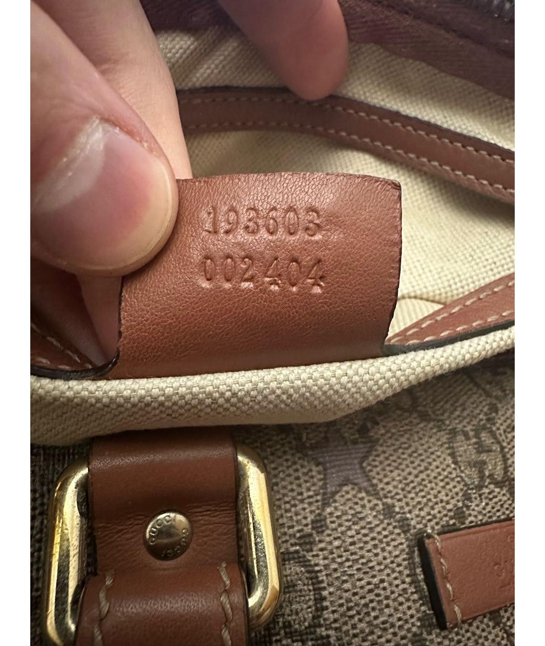 GUCCI Коричневая хлопковая сумка с короткими ручками, фото 6