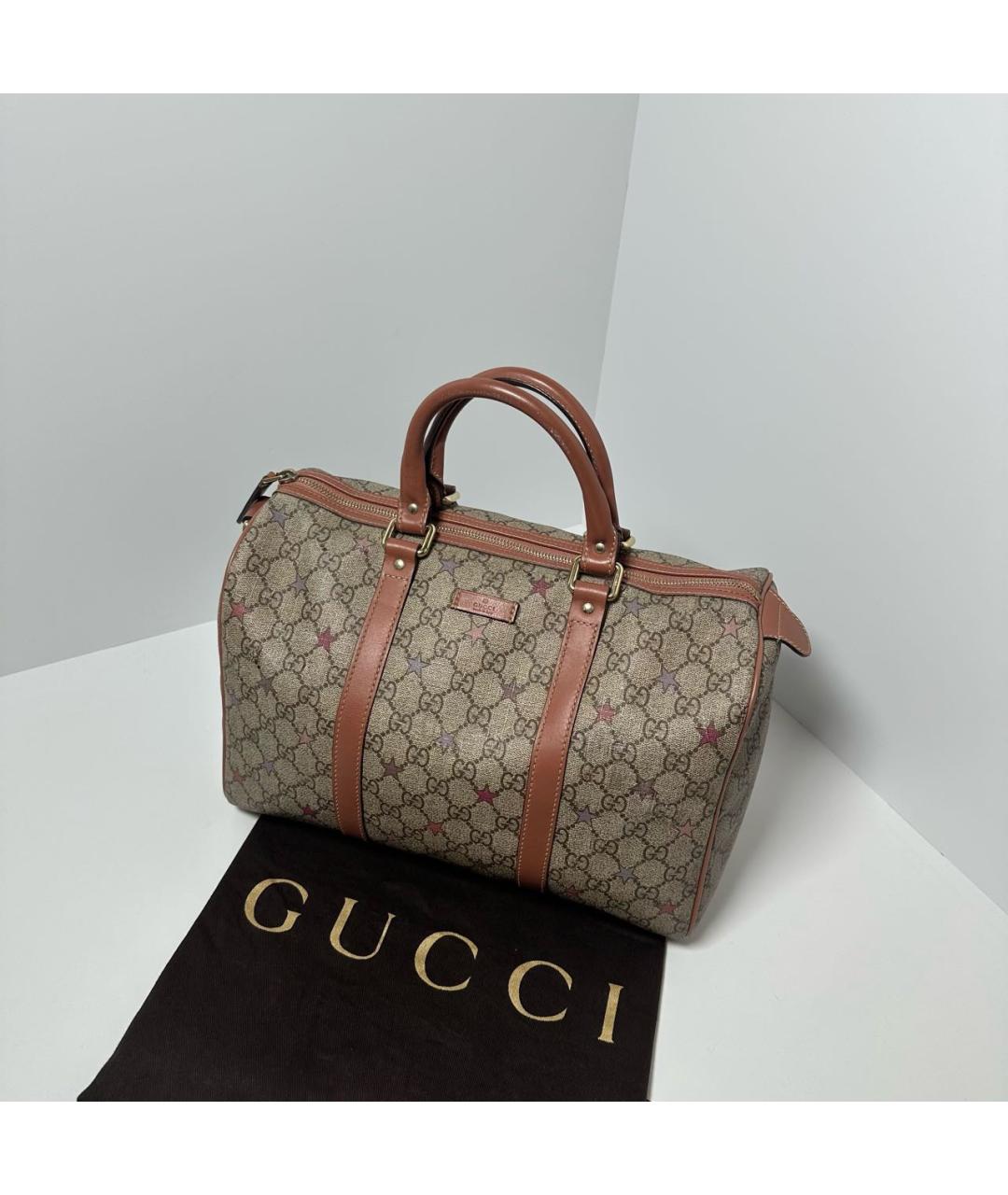 GUCCI Коричневая хлопковая сумка с короткими ручками, фото 7