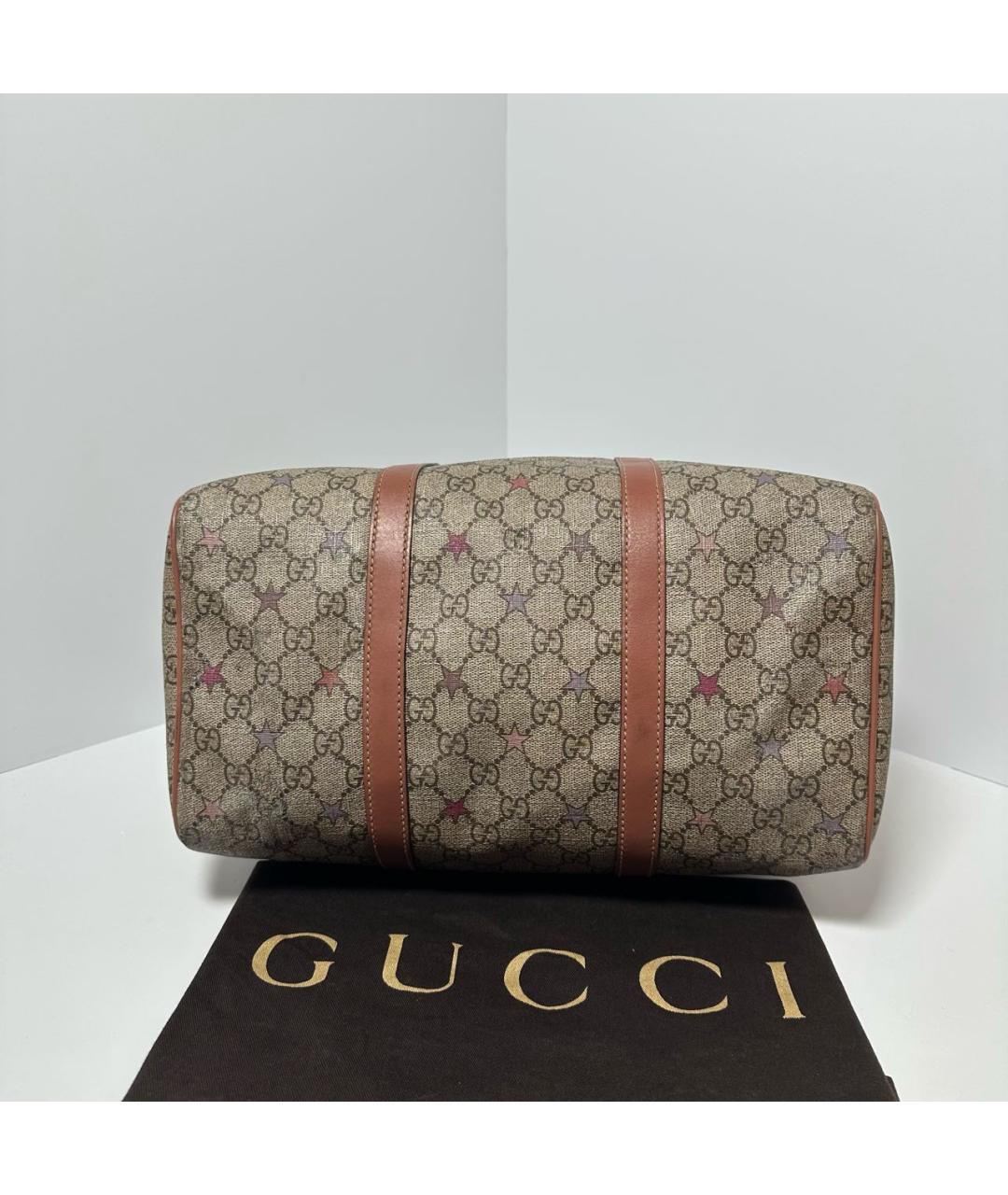 GUCCI Коричневая хлопковая сумка с короткими ручками, фото 4