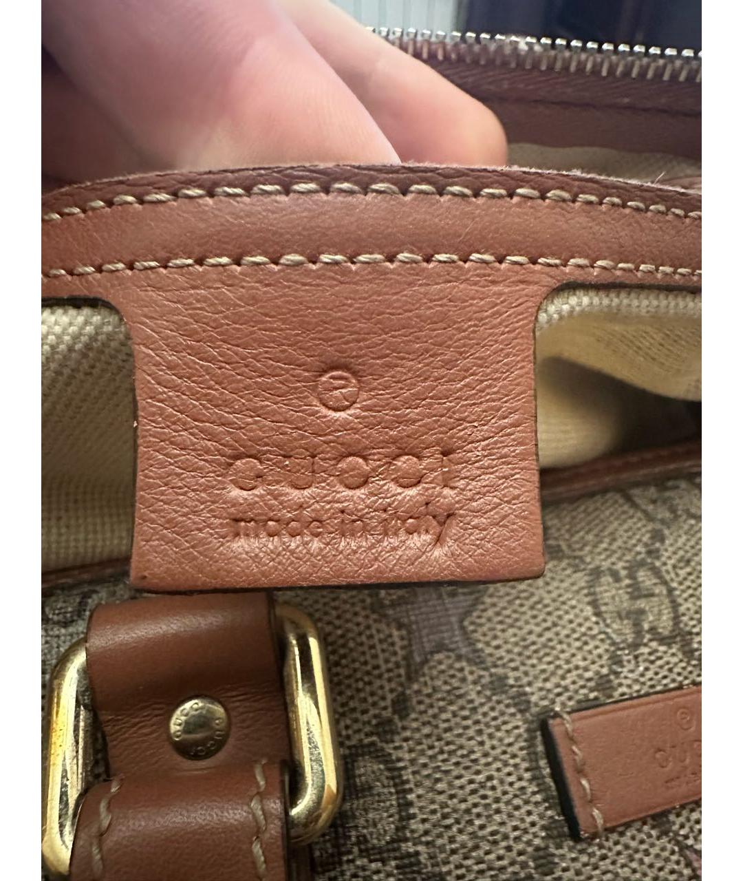 GUCCI Коричневая хлопковая сумка с короткими ручками, фото 5