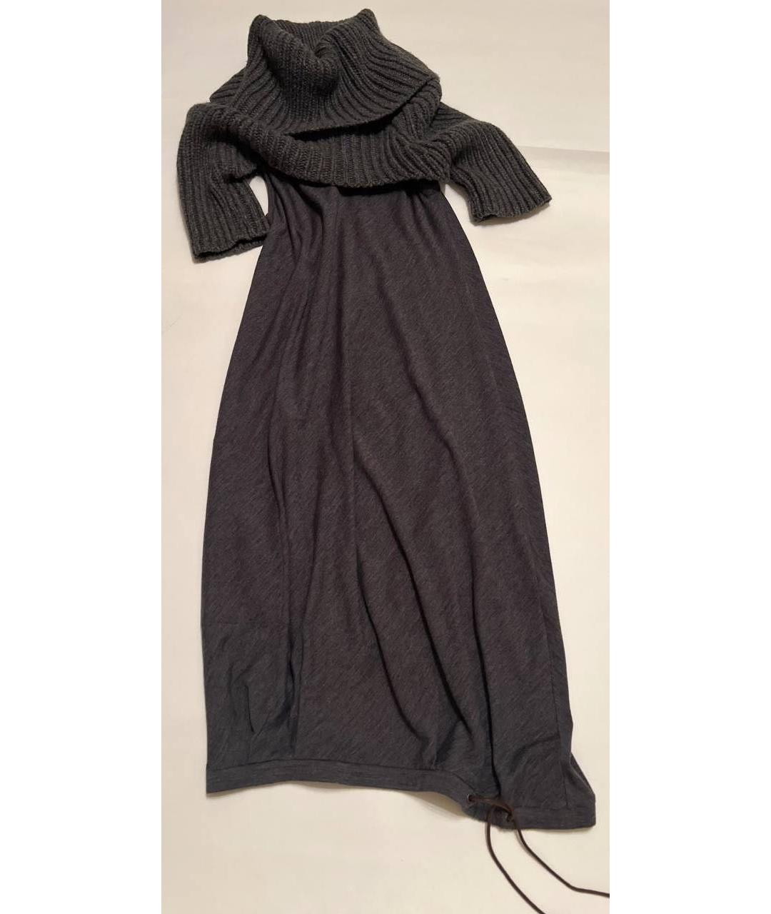 BRUNELLO CUCINELLI Серое кашемировое повседневное платье, фото 5