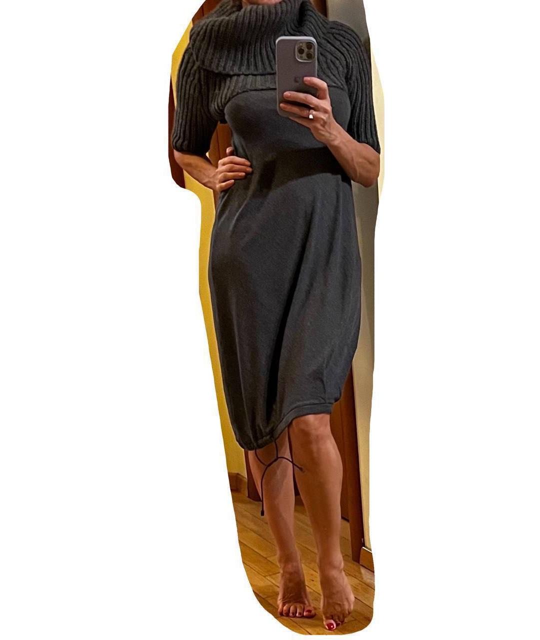 BRUNELLO CUCINELLI Серое кашемировое повседневное платье, фото 4