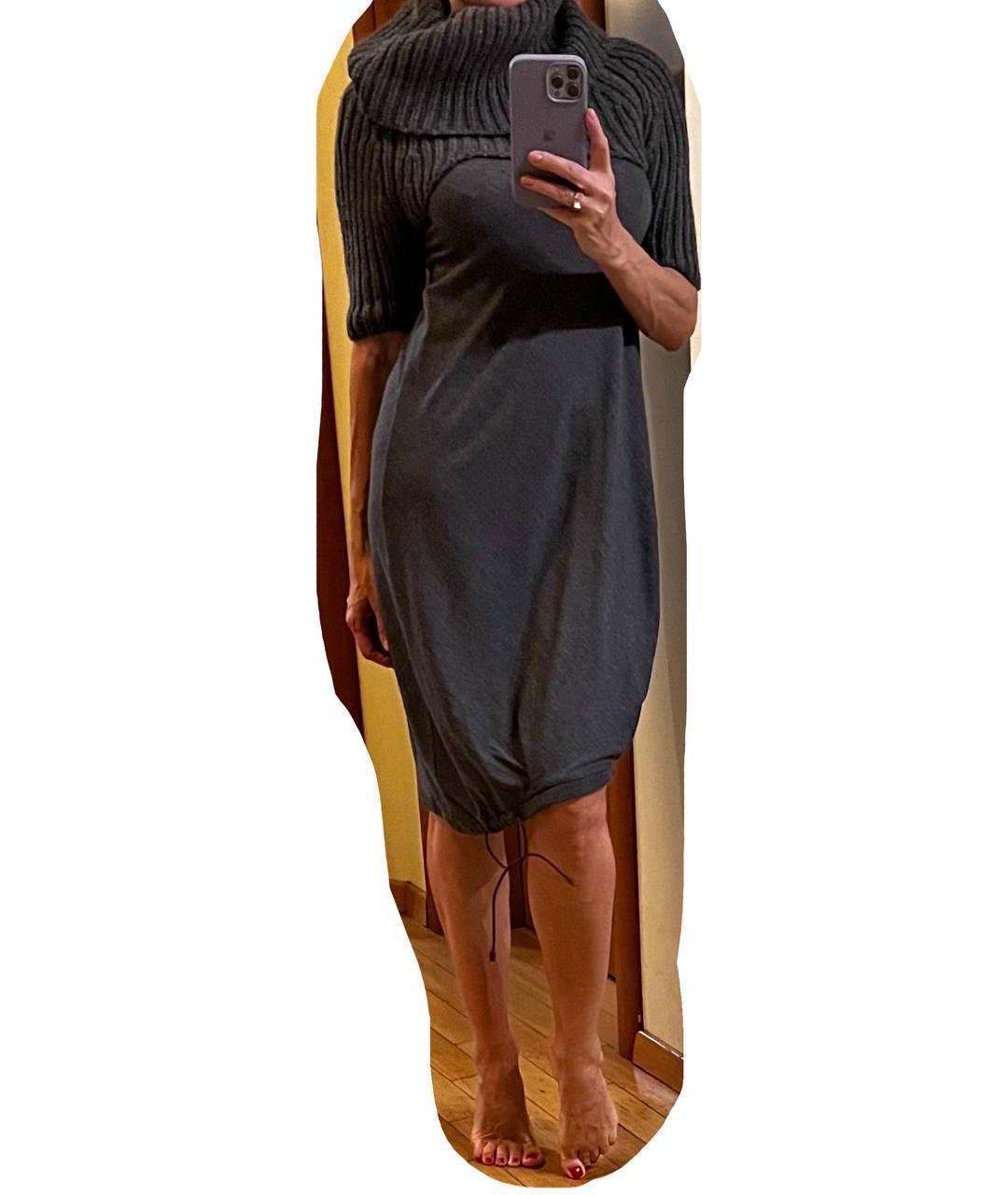 BRUNELLO CUCINELLI Серое кашемировое повседневное платье, фото 3