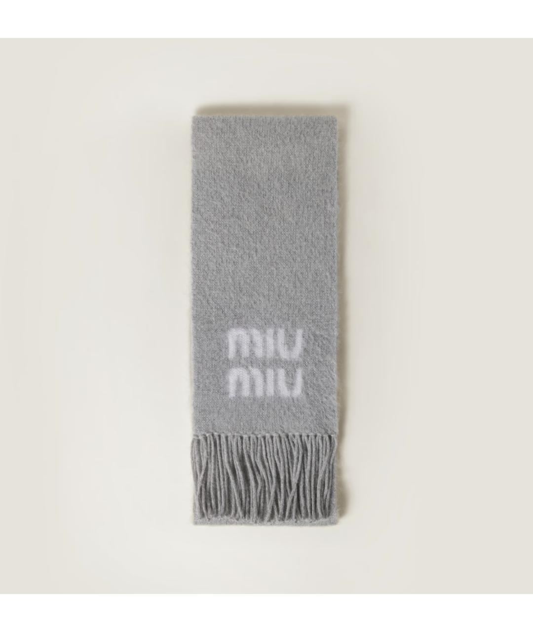 MIU MIU Серый шарф, фото 4