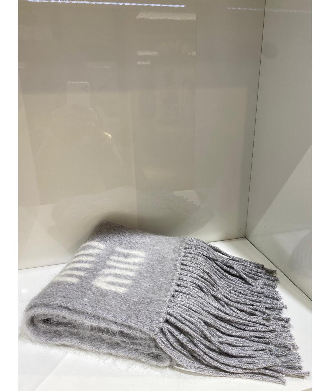 MIU MIU Серый шарф, фото 3