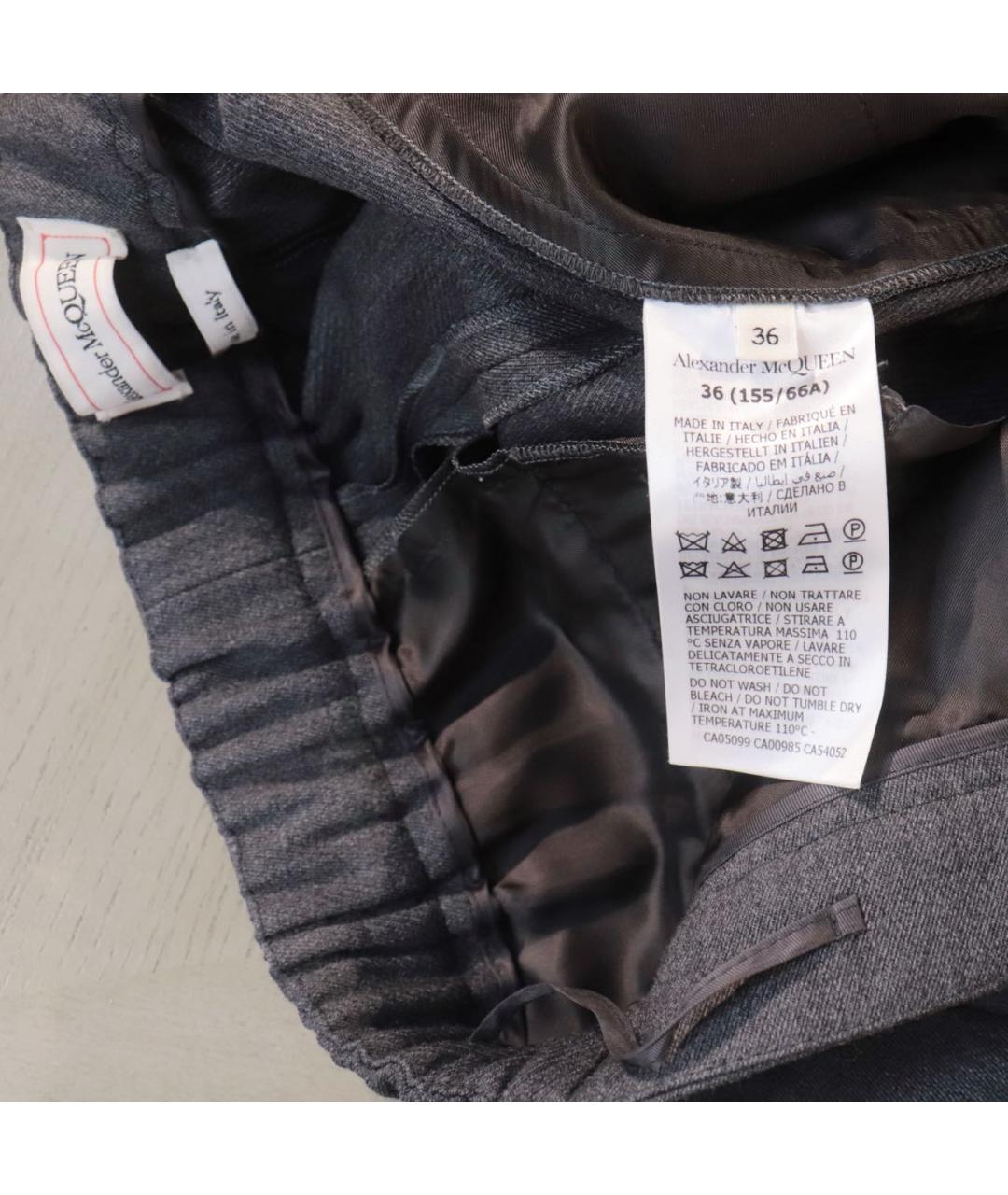 ALEXANDER MCQUEEN Серые шерстяные прямые брюки, фото 5