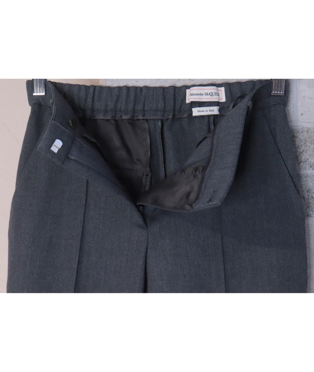 ALEXANDER MCQUEEN Серые шерстяные прямые брюки, фото 4