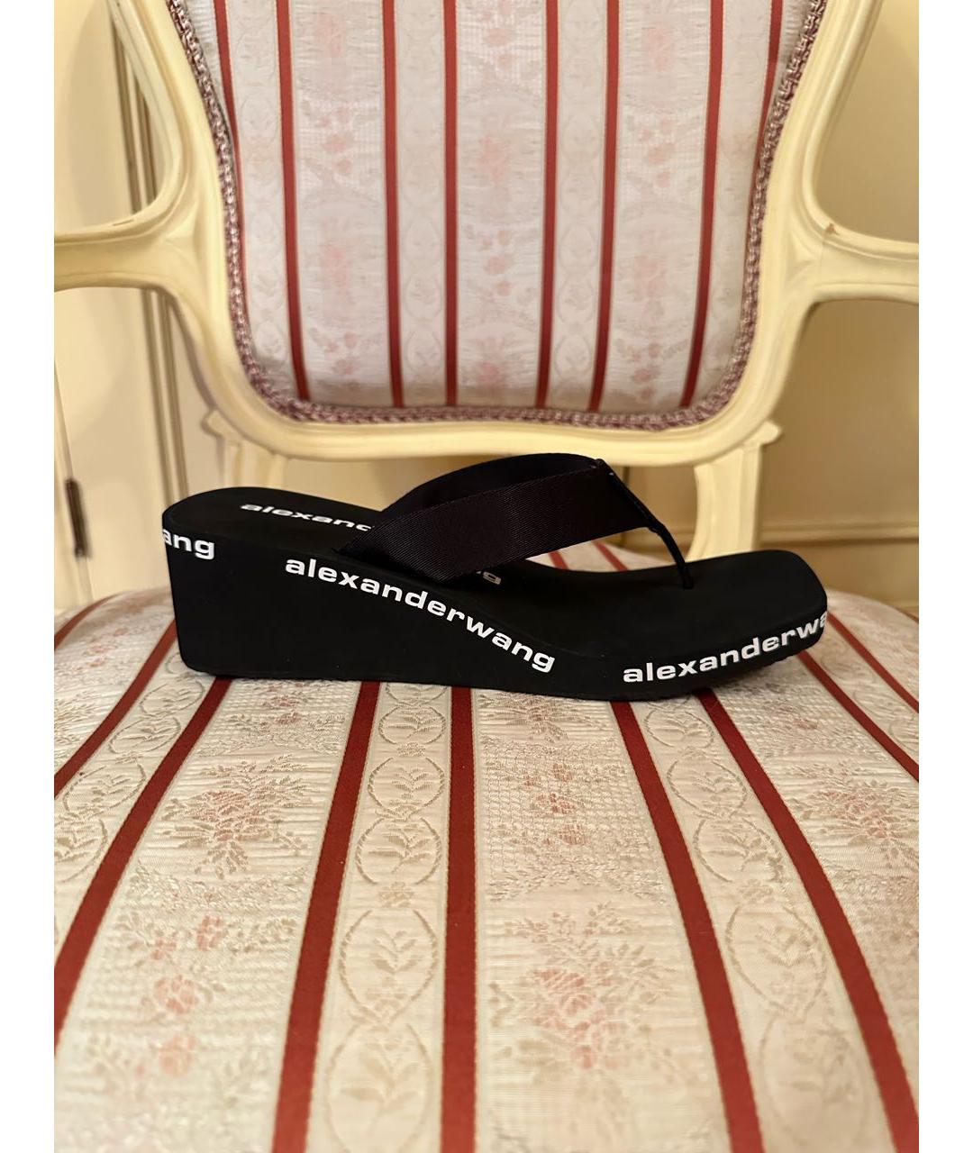 ALEXANDER WANG Черные резиновые шлепанцы, фото 7