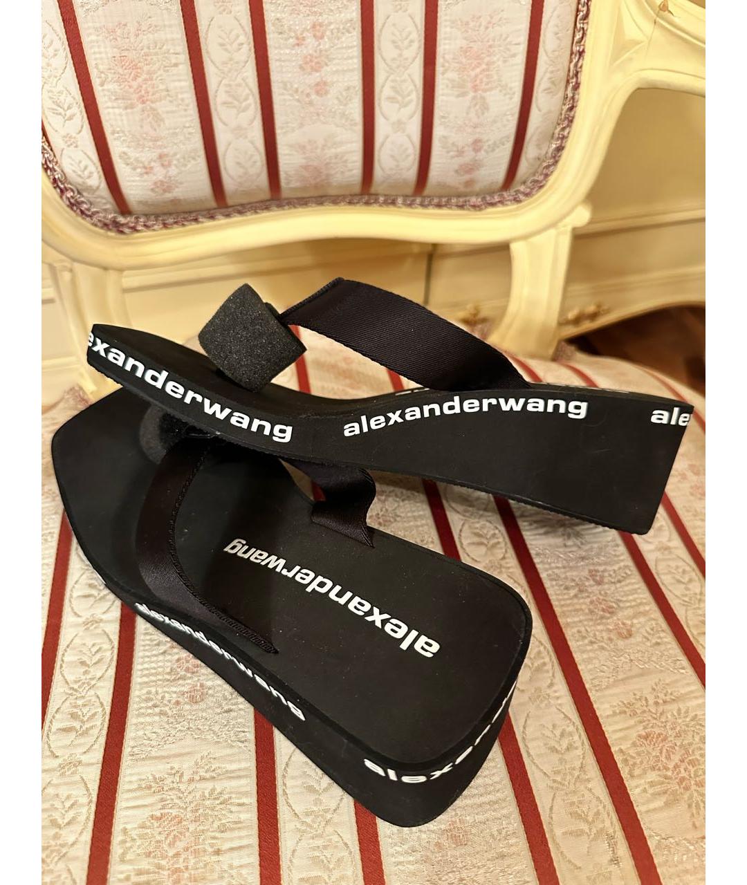 ALEXANDER WANG Черные резиновые шлепанцы, фото 6