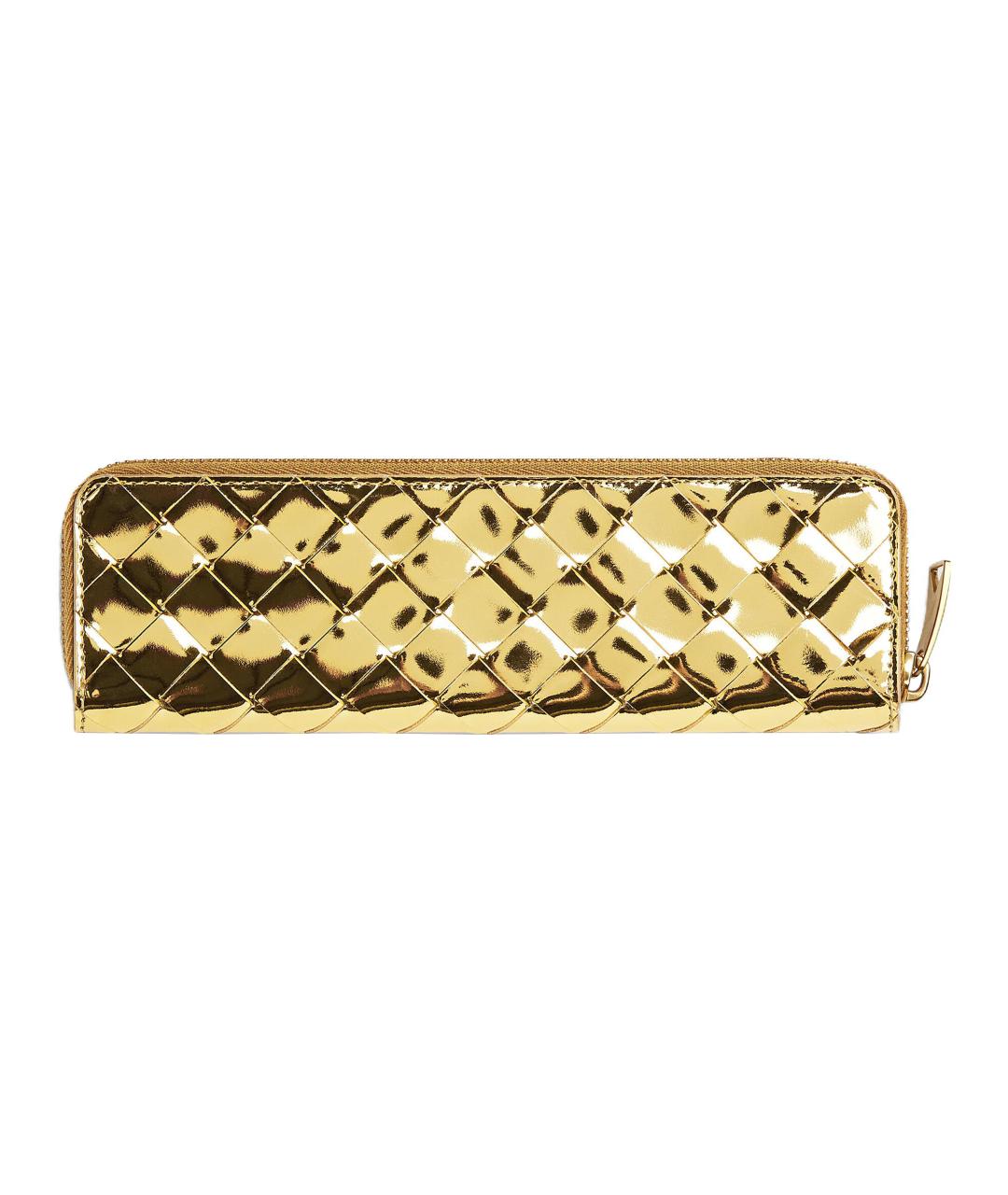 BOTTEGA VENETA Золотая кожаная косметичка, фото 2