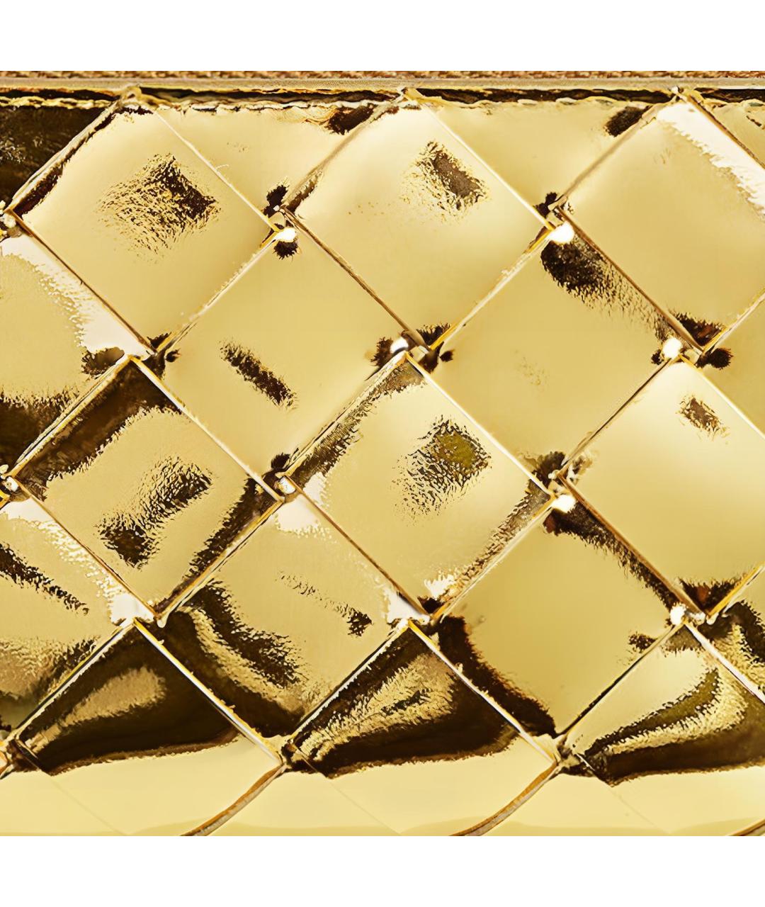 BOTTEGA VENETA Золотая кожаная косметичка, фото 4