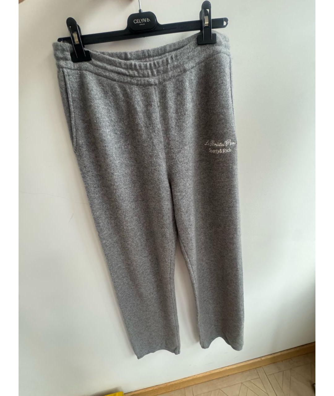 SPORTY AND RICH Антрацитовые кашемировые брюки широкие, фото 9