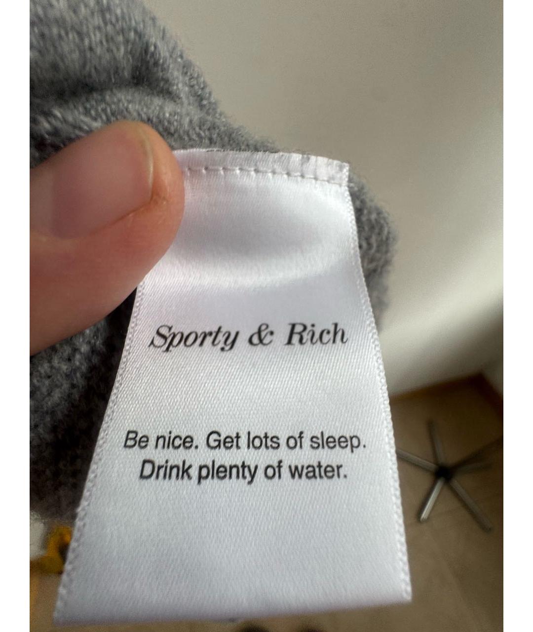 SPORTY AND RICH Антрацитовые кашемировые брюки широкие, фото 8