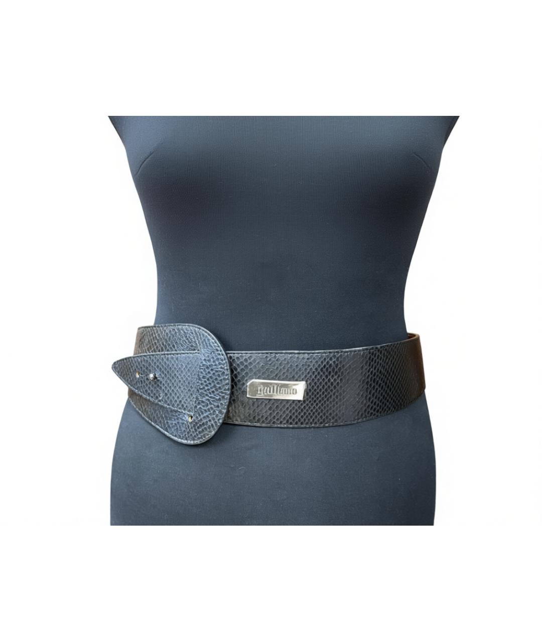 JOHN GALLIANO Черный кожаный ремень, фото 1