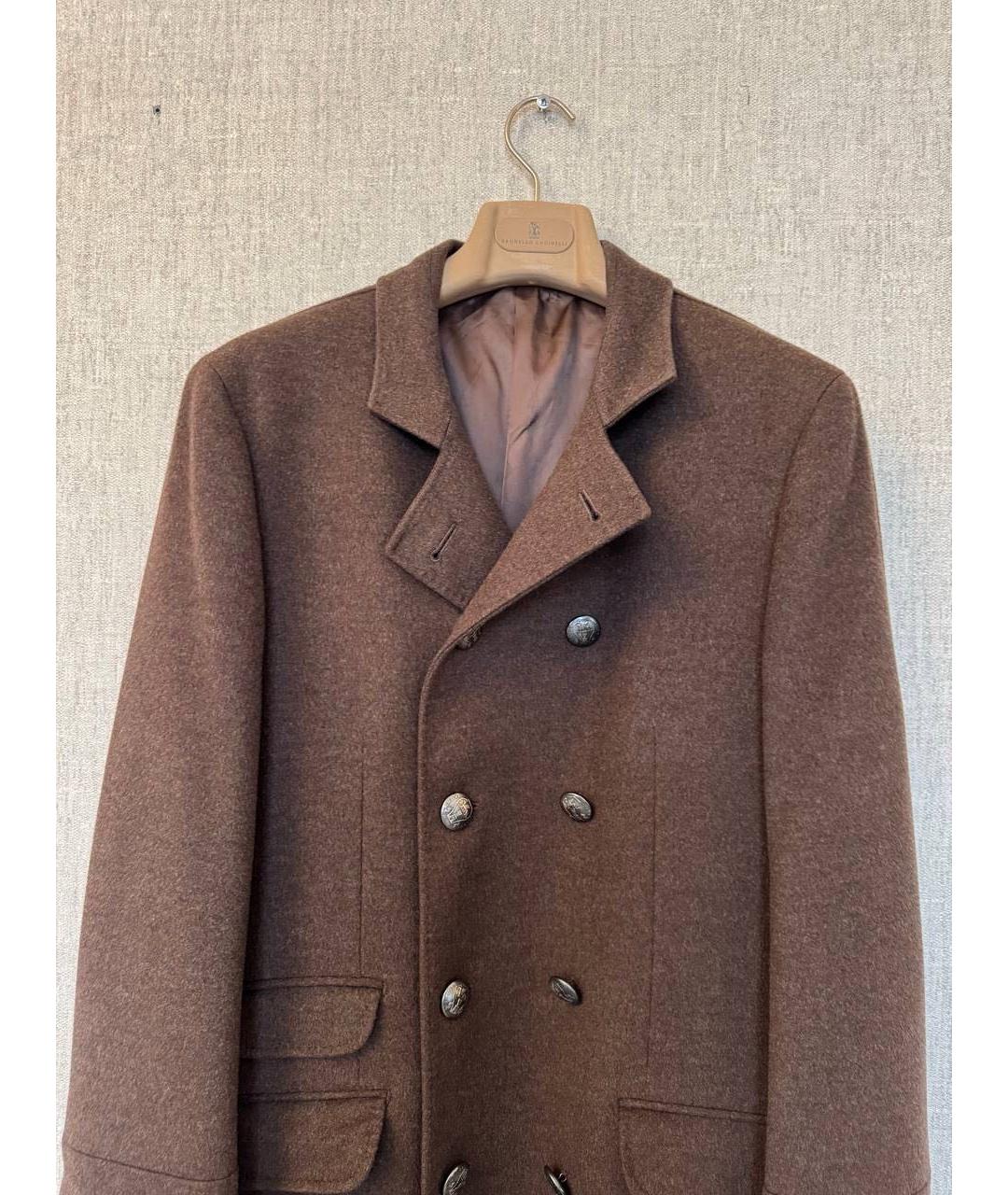 BRUNELLO CUCINELLI Коричневое шерстяное пальто, фото 4
