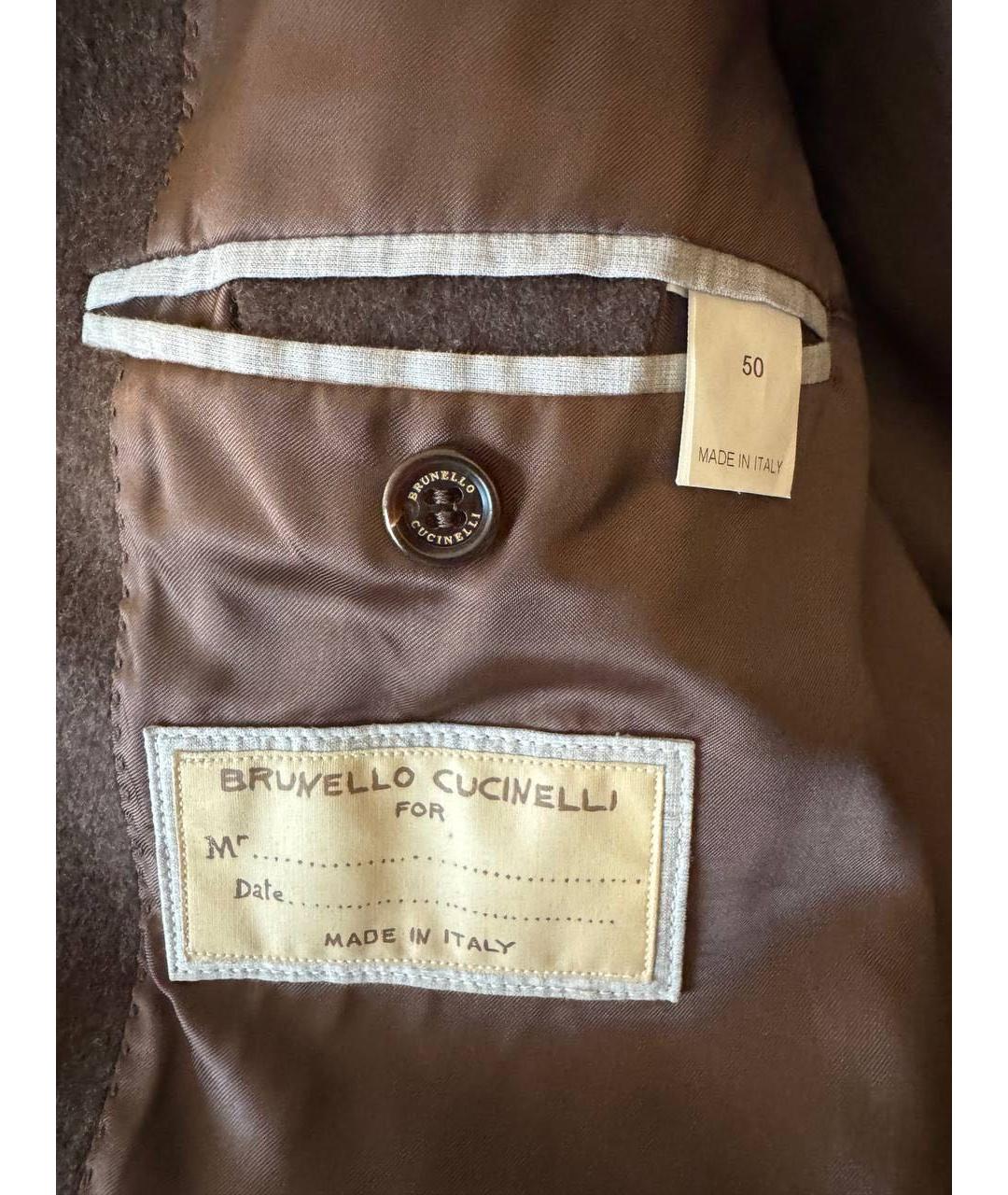 BRUNELLO CUCINELLI Коричневое шерстяное пальто, фото 3