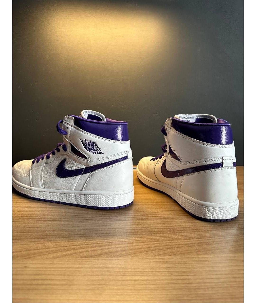 JORDAN Белые кожаные высокие кроссовки / кеды, фото 4